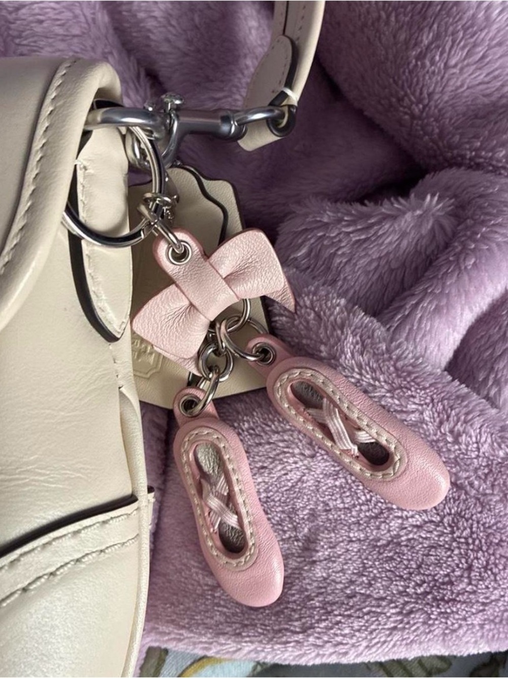 Coach Pink Ballet Shoe & Bow Bag Charm Keychain